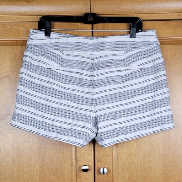 LOFT Black & White Striped Woven Cotton Riviera Shorts - 10 - Picture 5 of 9
